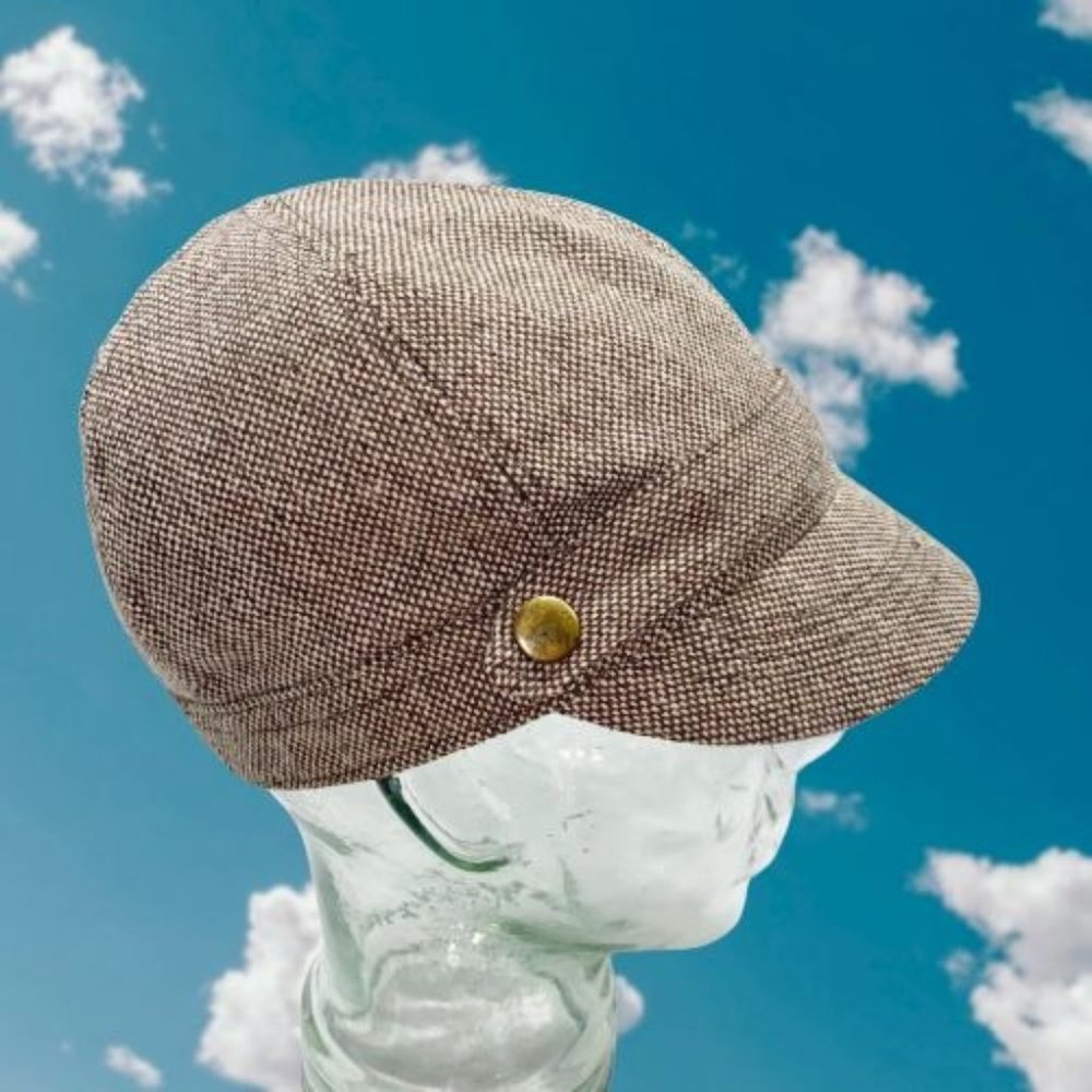mark. Brown Tweed Newsboy Cap